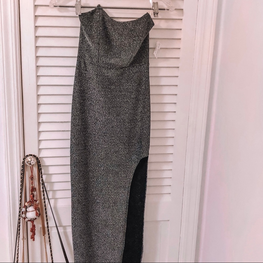 Long silver glittery dress